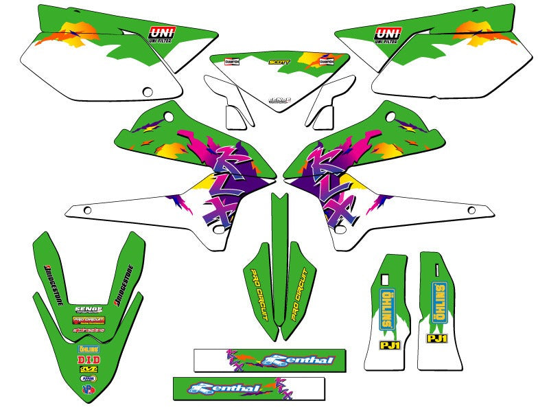 Kit de Gráficas para Motocross Kawasaki KLX - Diseño 07 - LedPro Racing
