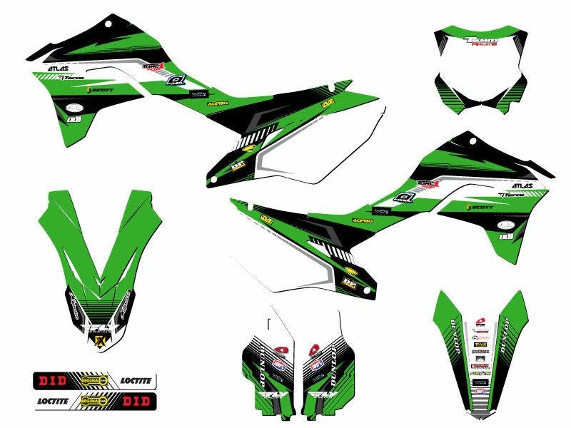 Kit de Gráficas para Motocross Kawasaki KLX - Diseño 09 - LedPro Racing