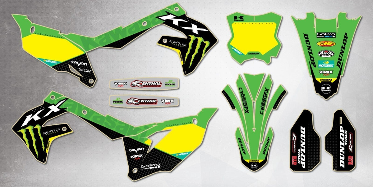 Kit de Gráficas para Motocross Kawasaki KX 250/450 - Diseño 63 - LedPro Racing