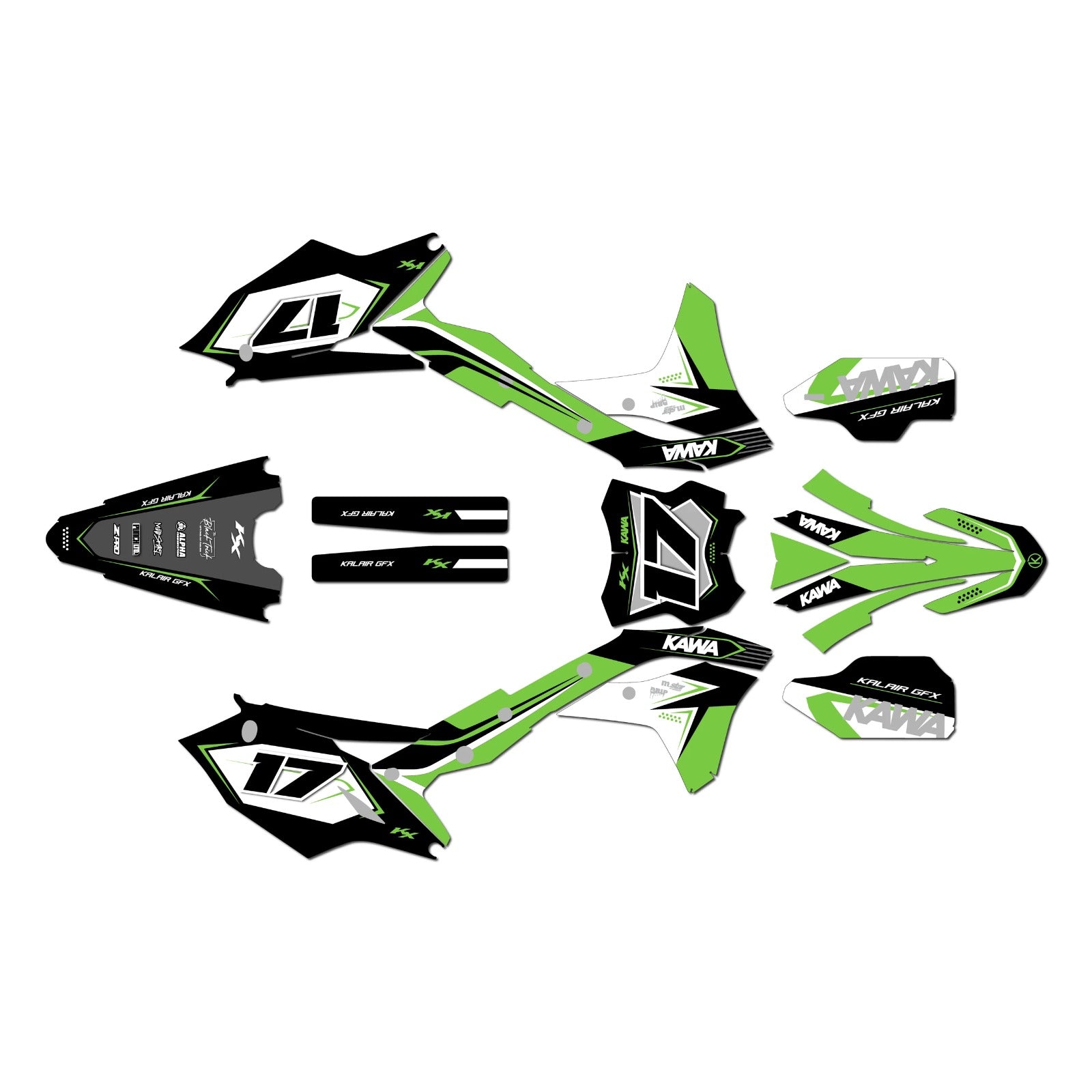 Kit de Gráficas para Motocross Kawasaki KX 250/450 - Diseño 67 - LedPro Racing