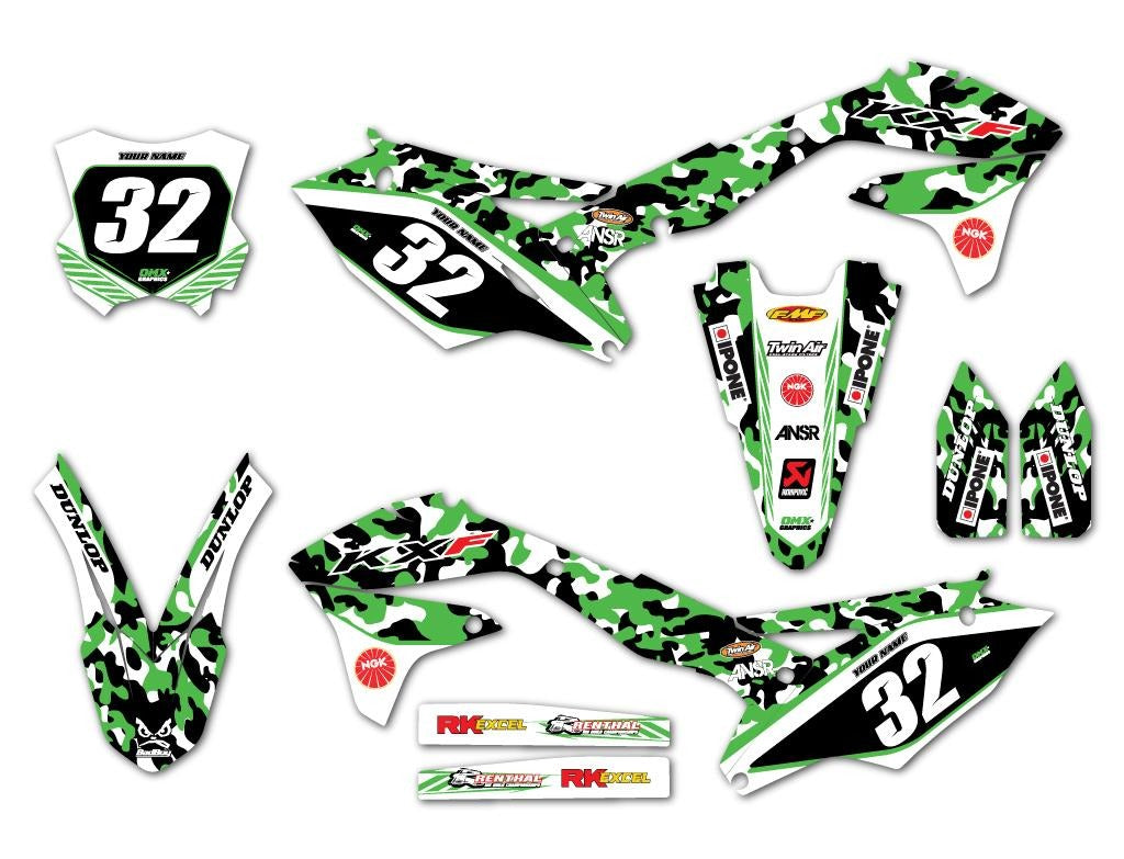 Kit de Gráficas para Motocross Kawasaki KX 250/450 - Diseño 77 - LedPro Racing