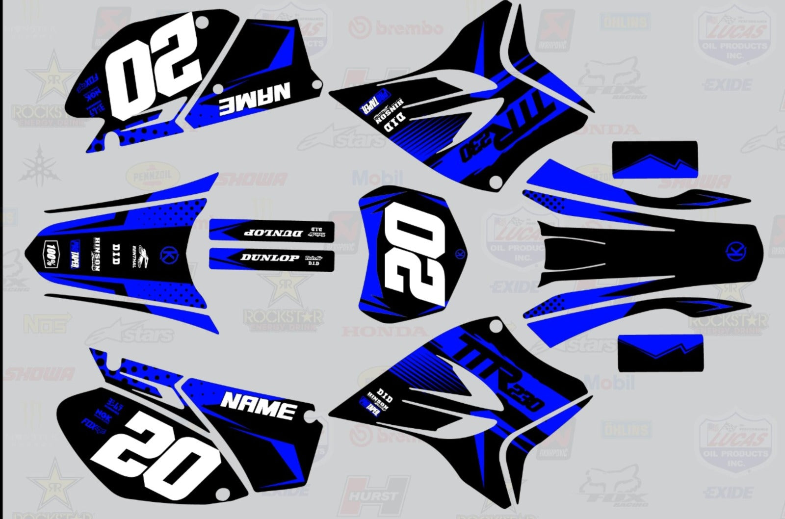 Kit de Gráficas para Motocross Yamaha TT-R - Diseño 02 - LedPro Racing