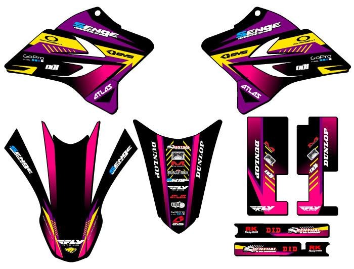Kit de Gráficas para Motocross Yamaha TT-R - Diseño 12 - LedPro Racing