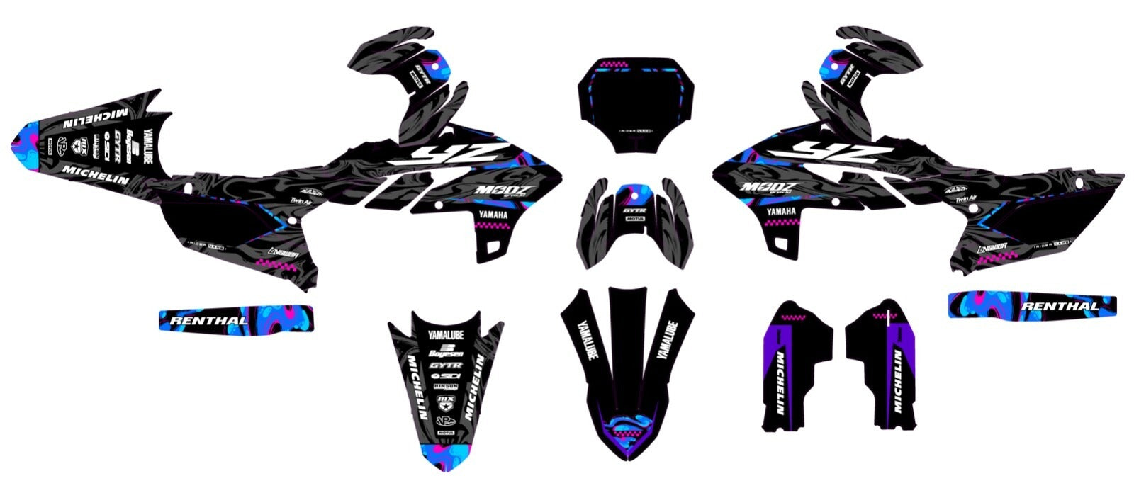 Kit de Gráficas para Motocross Yamaha YZ 250/450 - Diseño 48 - LedPro Racing
