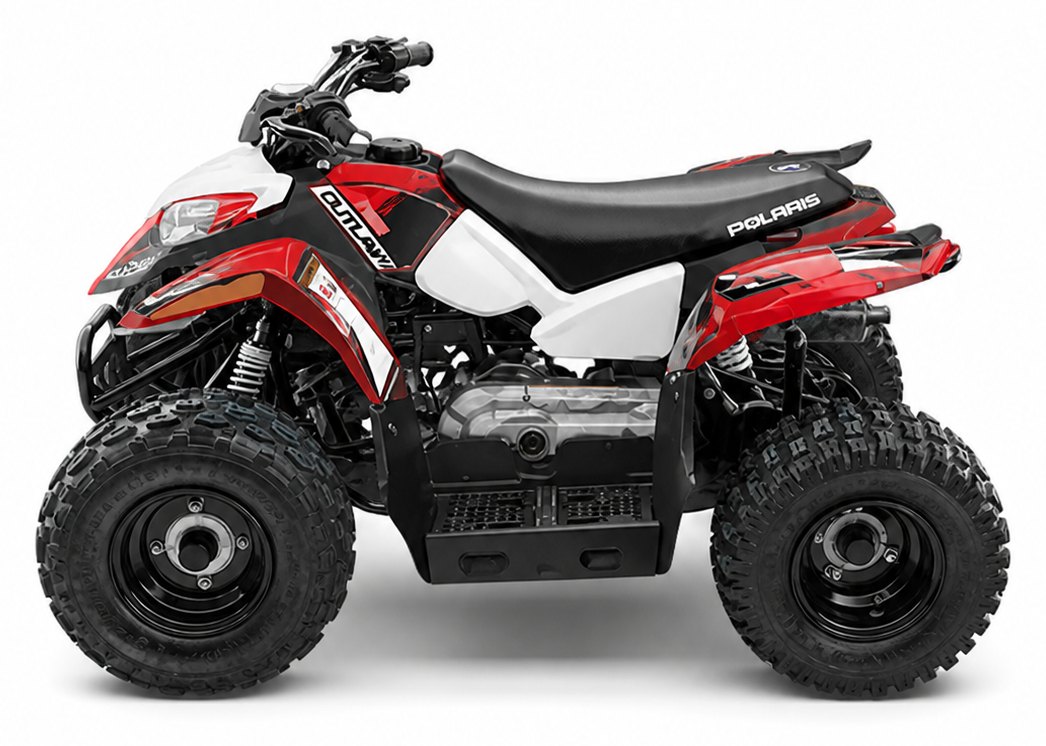 Kit de gráficas para ATV Polaris Outlaw - Diseño 02 Racing Red - LedPro Racing