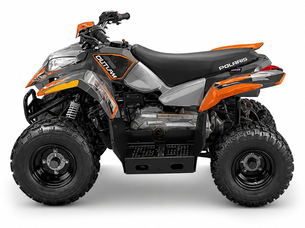 Kit de gráficas para ATV Polaris Outlaw - Diseño 07 Titanium Orange - LedPro Racing