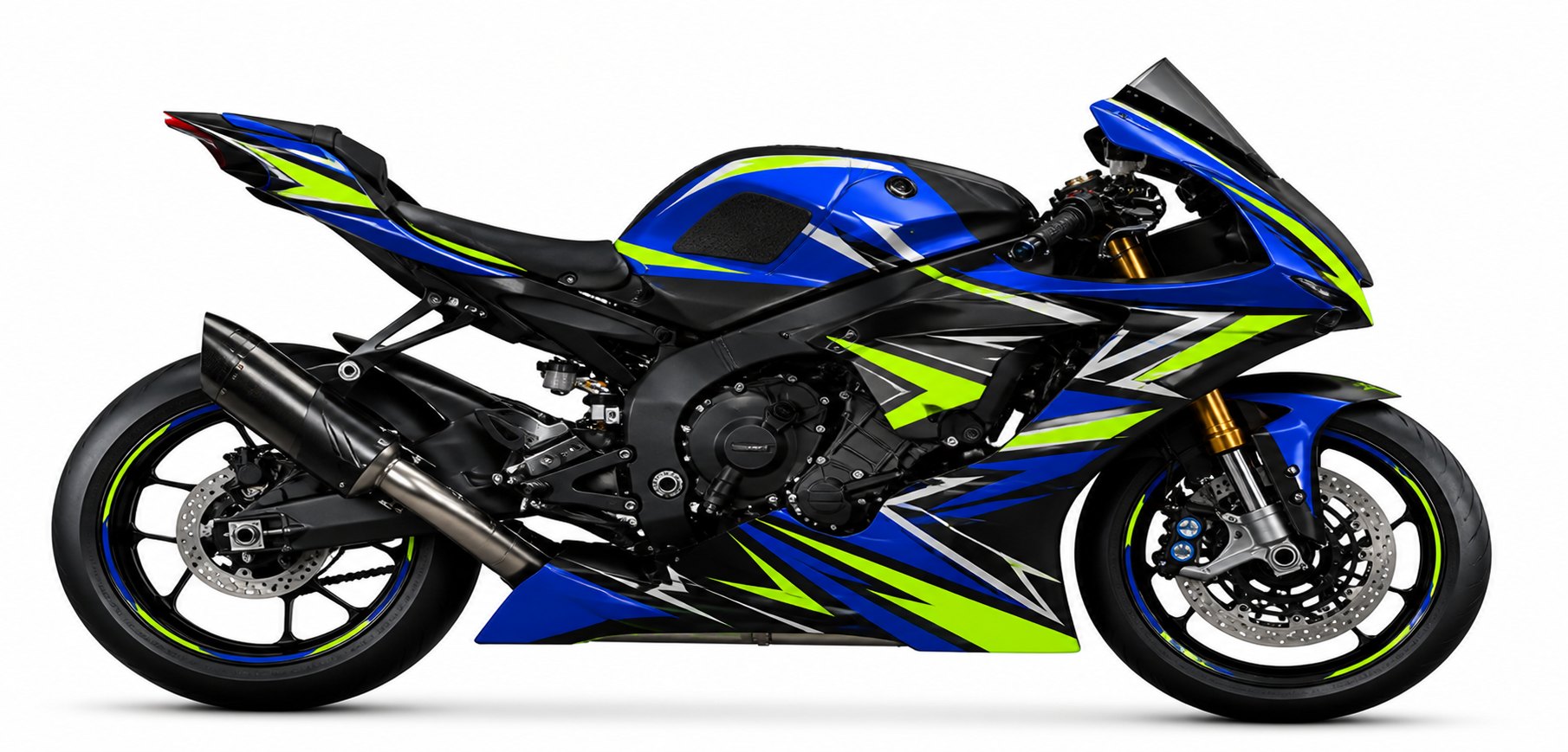 Kit de gráficas para moto de pista Yamaha R1 - Diseño 01 Blue Volt - LedPro Racing