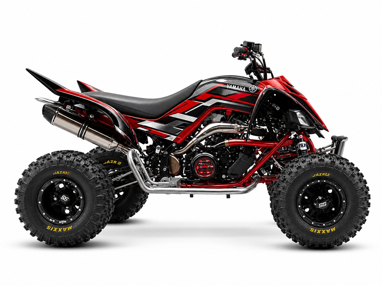 Kit de gráficas para ATV Yamaha Raptor - Diseño 02 Racing Red - LedPro Racing