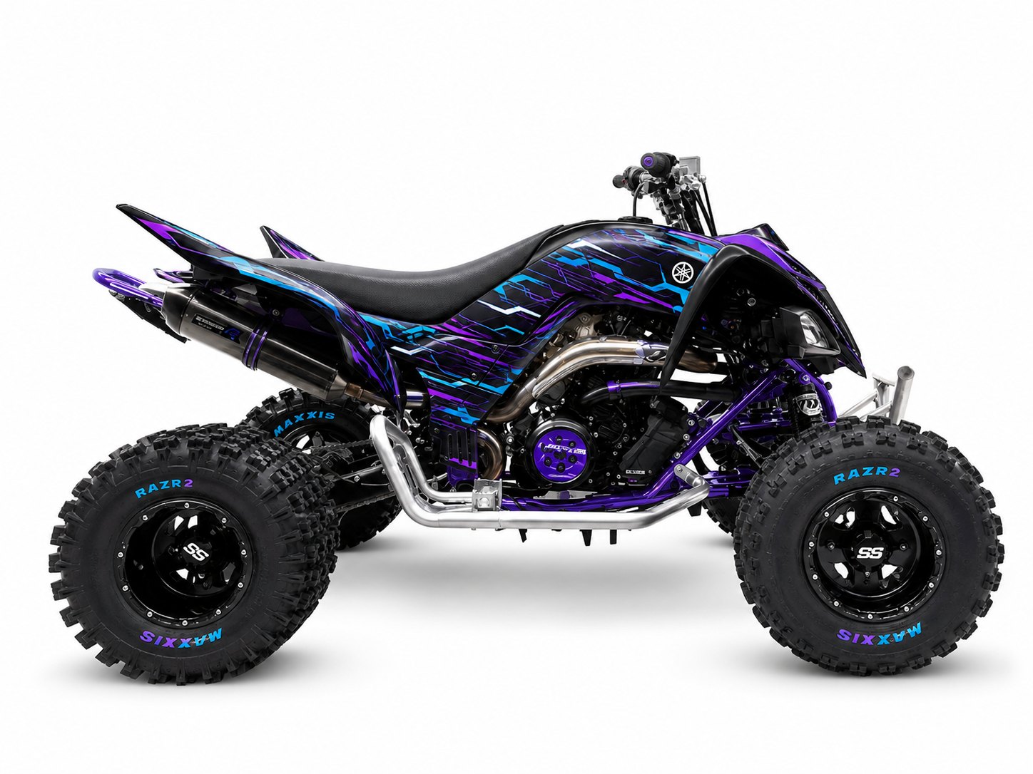 Kit de gráficas para ATV Yamaha Raptor - Diseño 11 Neon Circuit - LedPro Racing