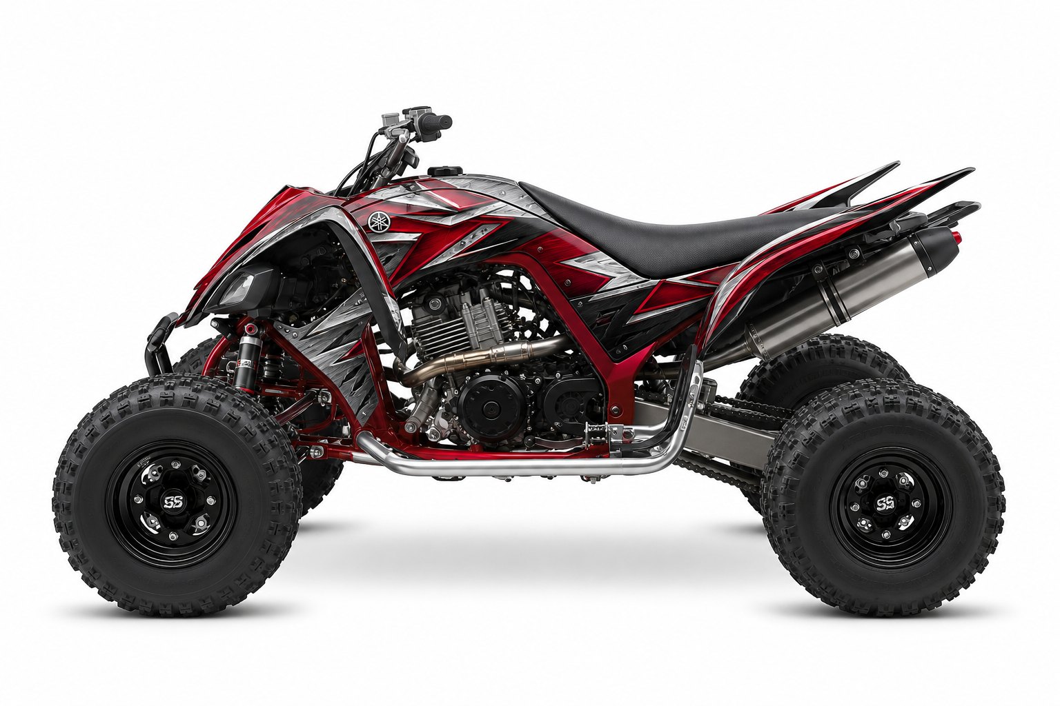 Kit de gráficas para ATV Yamaha Raptor - Diseño 12 Crimson Steel - LedPro Racing